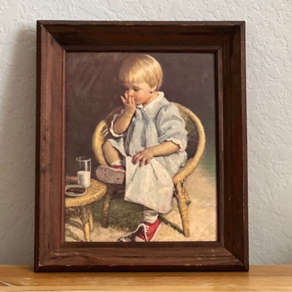 Vintage Framed Print Gretchen by J. Ingwersen Folk Art Little Girl - Picture 1 of 6